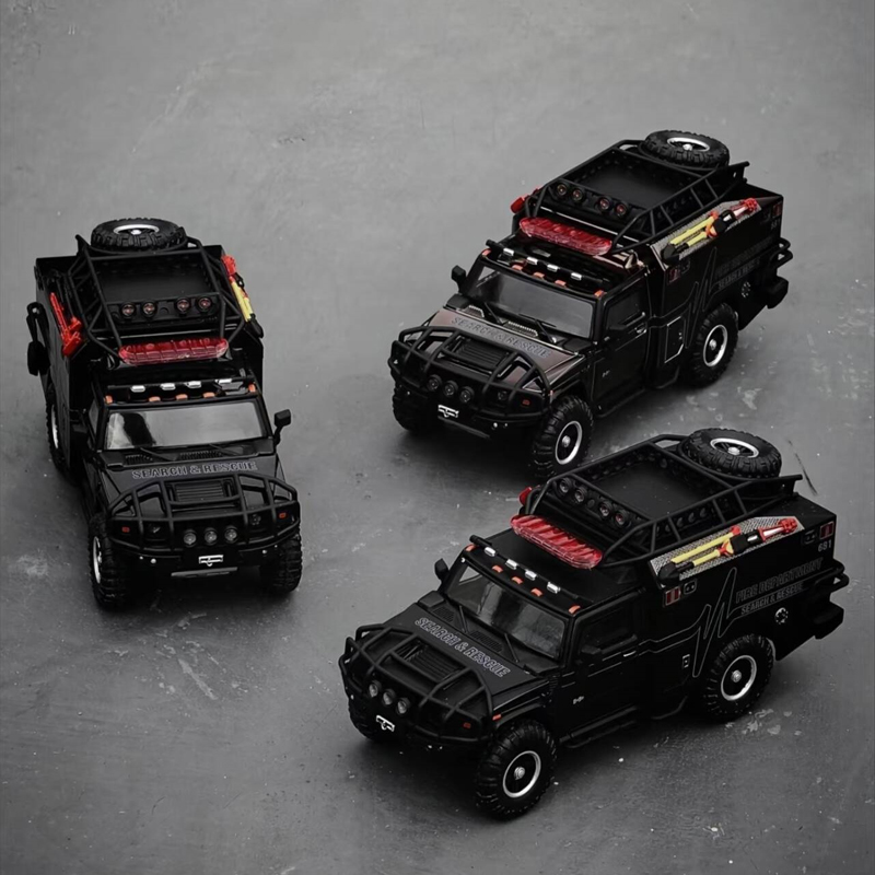 MK杭州展1:64 悍马H2 SUV 越野车模型黑色多功能仿真汽车收藏车模