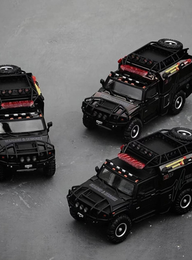 MK杭州展1:64 悍马H2 SUV 越野车模型黑色多功能仿真汽车收藏车模