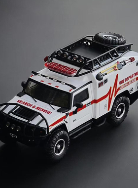 MK Miniatures1:64悍马H2救护车救援车模型白色越野车汽车模型
