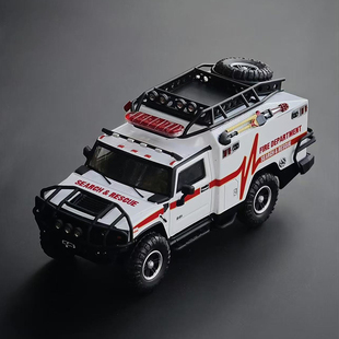 MK Miniatures1:64悍马H2救护车救援车模型白色越野车汽车模型