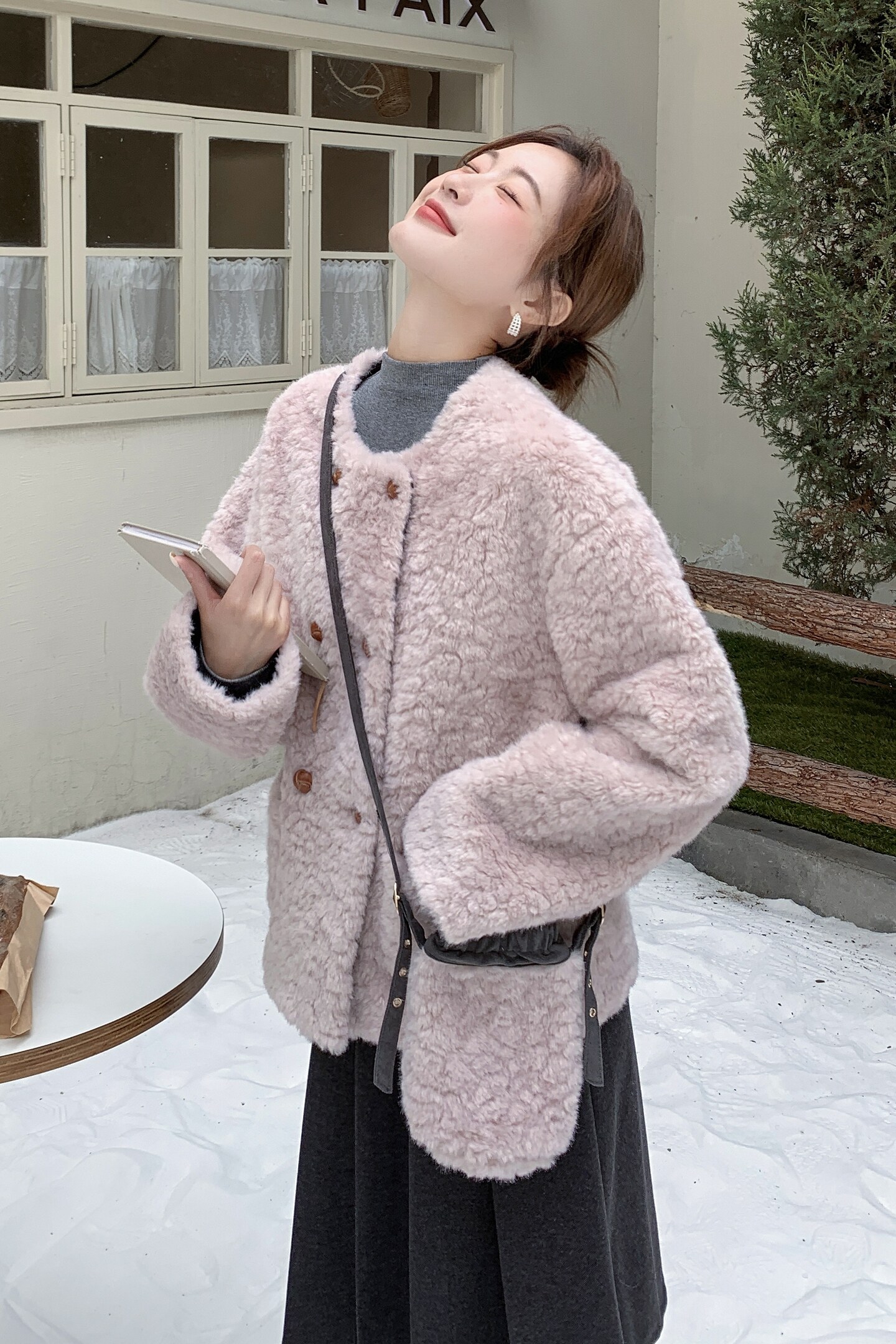 【现货】2025秋冬新款粉色皮毛一体短外套B101-1028-P195-K298,女装短外套,浙宝101