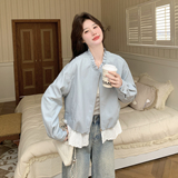 【现货现货】2026春装新款皮衣短外套蕾丝拼接B101-2683-P155K248，女装皮衣，浙宝101