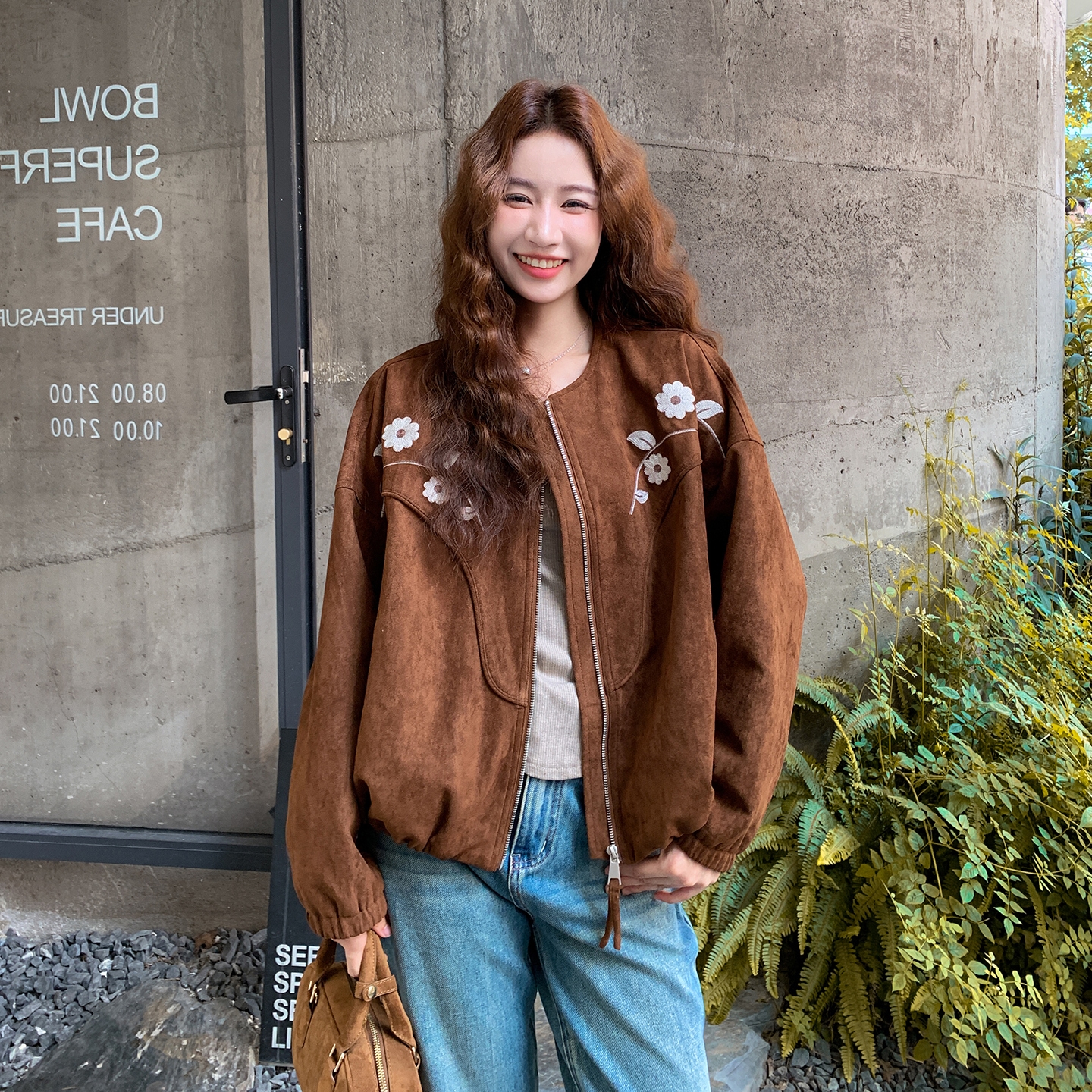 【现货主推款】2025秋装新款刺绣鹿皮绒外套B101-1022-P165-K248，女装短外套，浙宝101