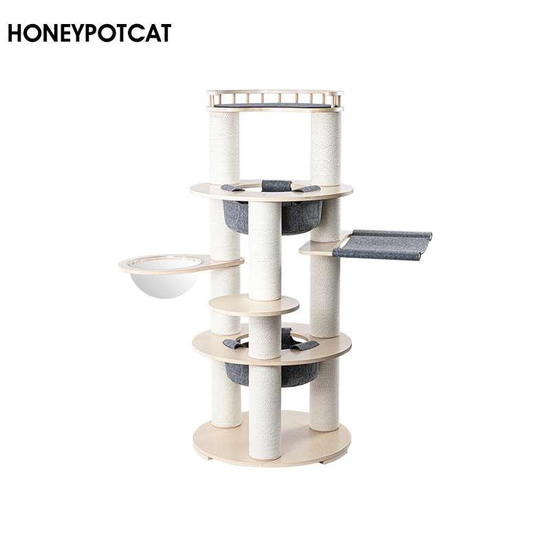 蜜罐猫爬架猫窝猫树一体大型多层实木板猫架木质四季通用de220052