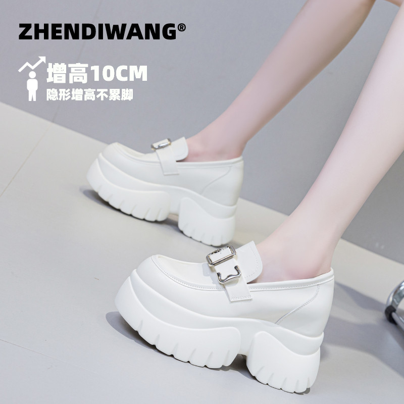 震地王小个子内增高厚底乐福鞋女新款松糕百搭英伦风小皮鞋女鞋,女鞋,乐福鞋（豆豆鞋）,淘宝优惠券,粉丝福利购,淘宝优惠卷