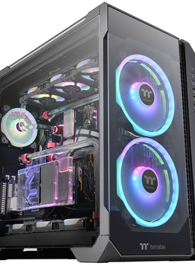 Tt机箱巫妖View 51 TG白色分仓设计海景房机箱台式机电脑主机箱