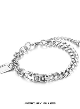 古巴链钛钢手链男士个性拼接嘻哈手环潮牌时尚单品
