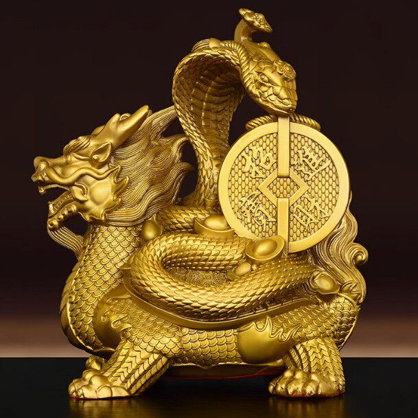 黄铜玄武龙龟神兽摆件铜龟蛇霸下神兽金钱瑞兽装饰工艺品