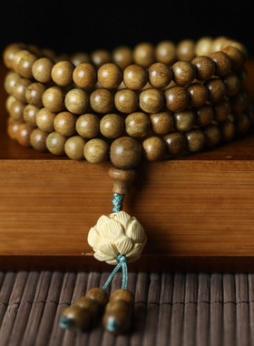 厂家批发绿檀木DIY莲云款手链装饰首饰文玩念珠0.8*108颗男女款式