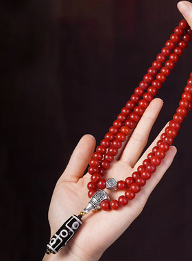 天珠款DIY红菩提手链装饰品厂家批发规格8×10男女民族风念珠文玩