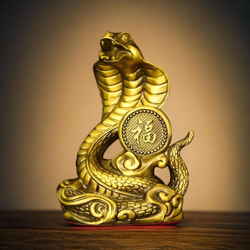 铜蛇摆件生肖蛇眼镜蛇装饰品福字蛇大号家居店铺办公室开业送