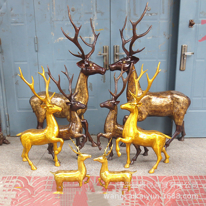 铜梅花鹿摆件铜鹿一对家居饰品办公室梅花鹿大号工艺品礼品摆件