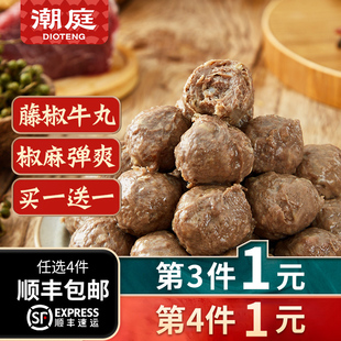 潮庭 潮汕正宗手打丸子汕头潮州火锅食材烧烤组合商用 藤椒牛肉丸