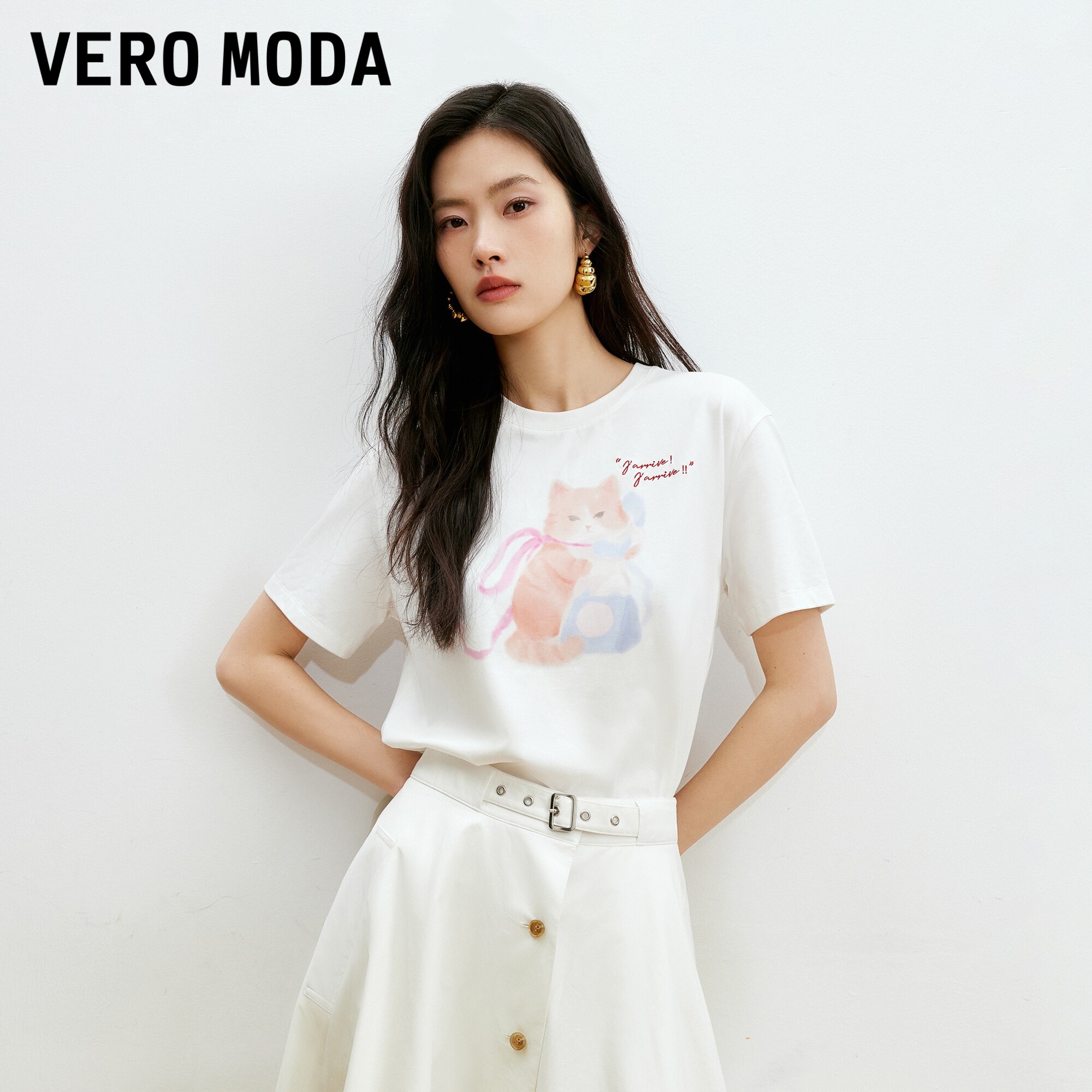 【李佳琦618超级时尚节】Vero Moda猫咪T恤/阔腿牛仔裤VM