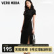 Vero Moda【魔法裙】连衣裙2024春夏新款时髦短袖黑色开衩T恤裙女