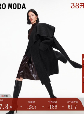 Vero Moda毛呢大衣2026春季新款含绵羊毛桑蚕丝围巾外套32544S023