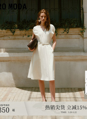 【热卖爆款】Vero Moda连衣裙2026春夏纯棉V领纯色32537A015