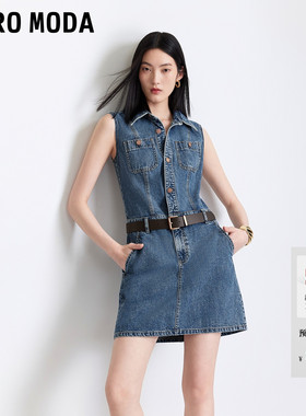 Vero Moda连衣裙2026夏季新款纯棉可拆腰带翻领无袖短裙326242019