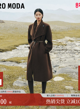 Vero Moda毛呢大衣女2025冬季新款纯绵羊毛腰带宽松大衣32544S002
