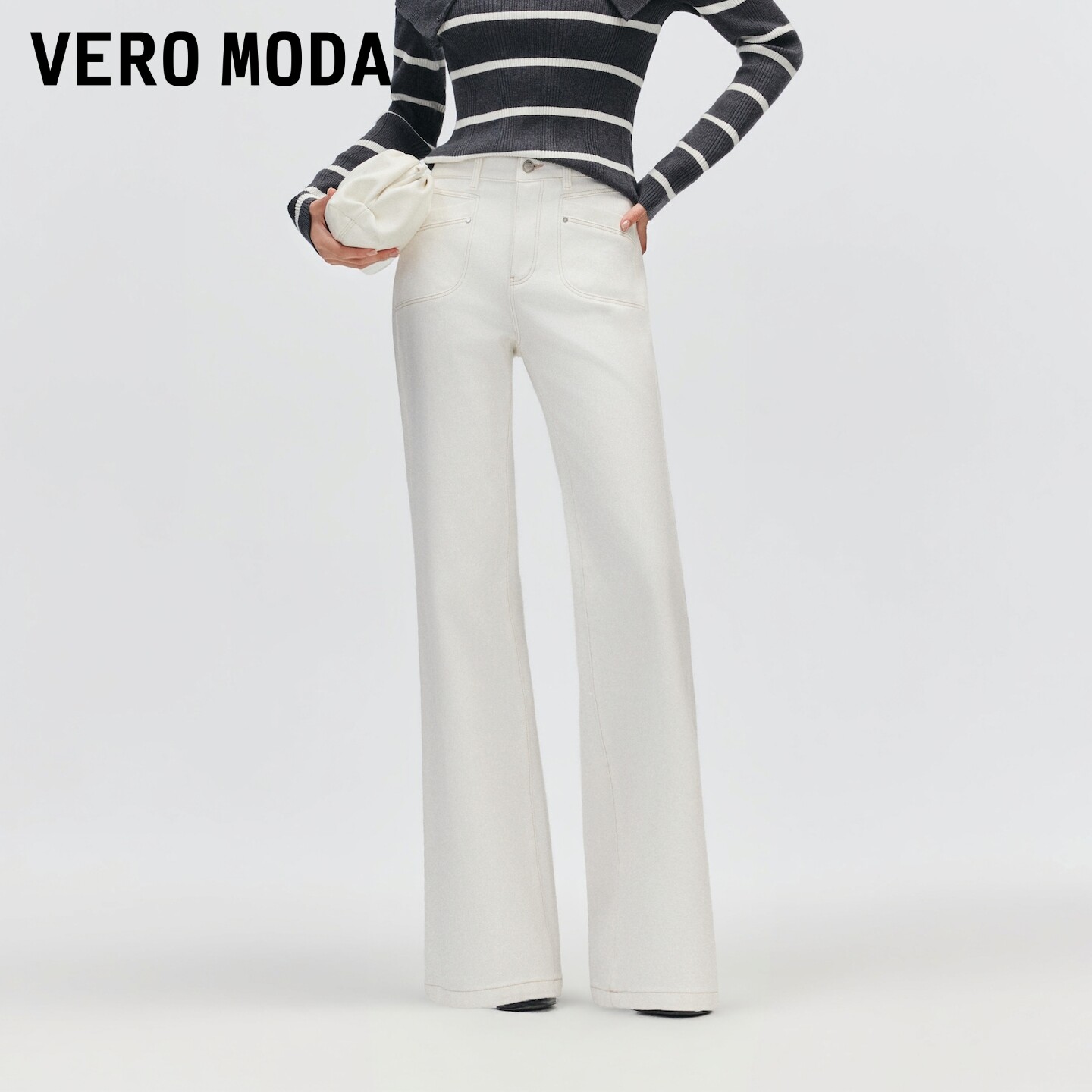 【李佳琦双11超级时尚节付定金】 Vero Moda含绵羊毛阔腿牛仔裤