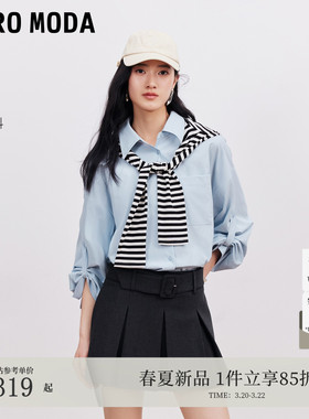 VeroModa衬衫女2026夏季可调袖口翻领宽松防晒上衣休闲简约upf50+