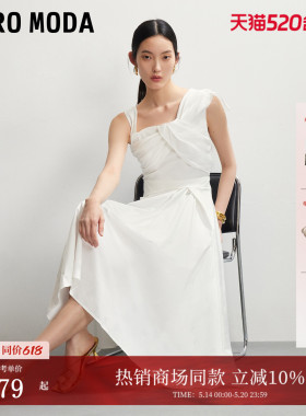 Vero Moda连衣裙2026夏季新款含内衬收褶蝴蝶结A摆裙32627A023