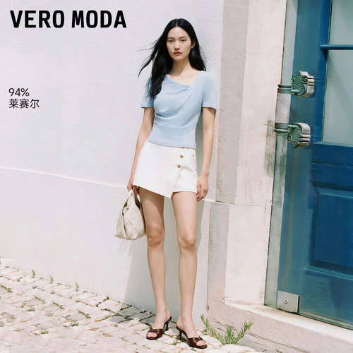 VeroModaT恤含莱赛尔不对称领口