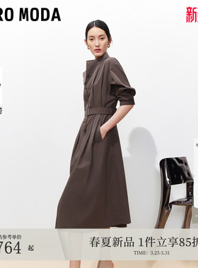 Vero Moda连衣裙女2026春季新款腰带风衣式简约通勤长裙3261SZ001