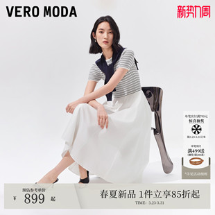 可拆披肩圆领A字拼接长裙32627B012 新款 Vero Moda连衣裙2026夏季