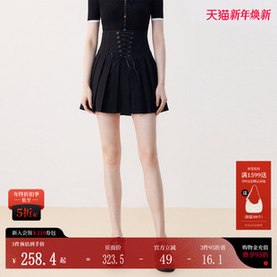 高腰A摆有衬裤 新款 绑带短裙325237007 Moda半身裙2025夏季 Vero