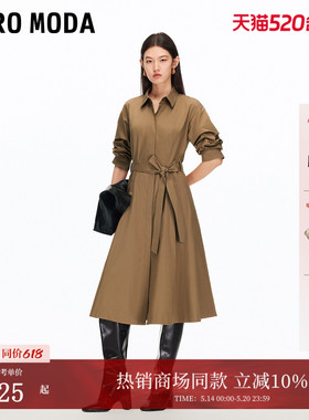 Vero Moda连衣裙25秋cleanfit收腰五分袖衬衫裙风衣外套3253SZ002