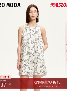 Vero Moda连衣裙夏季圆领蝴蝶结印花无袖短裙32527A031