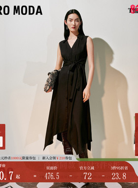 Vero Moda连衣裙2025春季新款醋纤单排扣系带不规则下摆32527A008