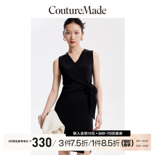 优雅气质简约设计感通勤小黑裙 CoutureMade连衣裙2023秋冬新款