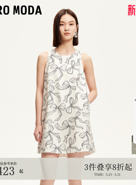Vero Moda连衣裙夏季圆领蝴蝶结印花无袖短裙32527A031