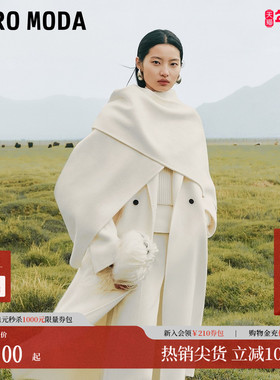 Vero Moda毛呢大衣2025冬季新款可拆围巾含骆驼绒外套32544S015