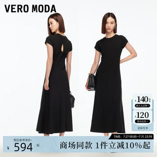 含莫代爾圓領(lǐng)褶皺修身 Vero Moda連衣裙2025秋季 新款 長(zhǎng)裙325361002