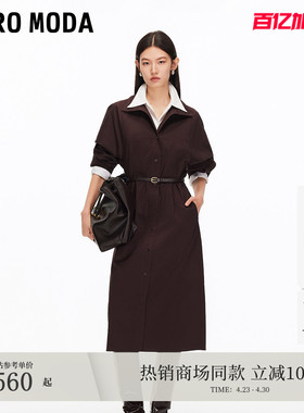 Vero Moda连衣裙女2026春夏含棉捏褶老钱风中长裙32537D011