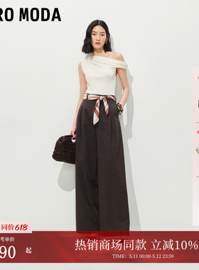 Vero Moda休闲裤女2026夏季新款纯棉前襟压褶宽松阔腿裤3262PL022