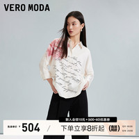 Vero Moda衬衫女2024春夏新款玫瑰花字母蝙蝠袖合体通勤翻领