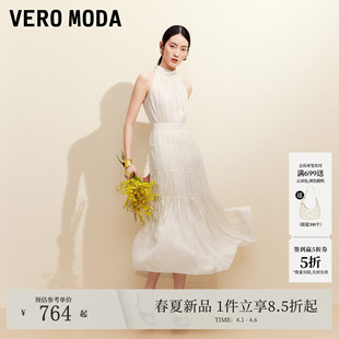 Vero 新款 多层褶皱裙摆无袖 纯色长裙32627A009 Moda连衣裙2026夏季