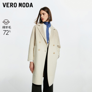 双排扣含绵羊毛渐变通勤324327048 新款 Vero Moda毛呢大衣女24秋季