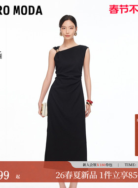 Vero Moda连衣裙2026春季新款含醋纤修身罗马裙优雅大气32617B001