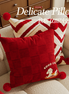 新年客厅抱枕沙发靠背垫家用红色过年装饰枕喜庆卧室床头床上靠枕