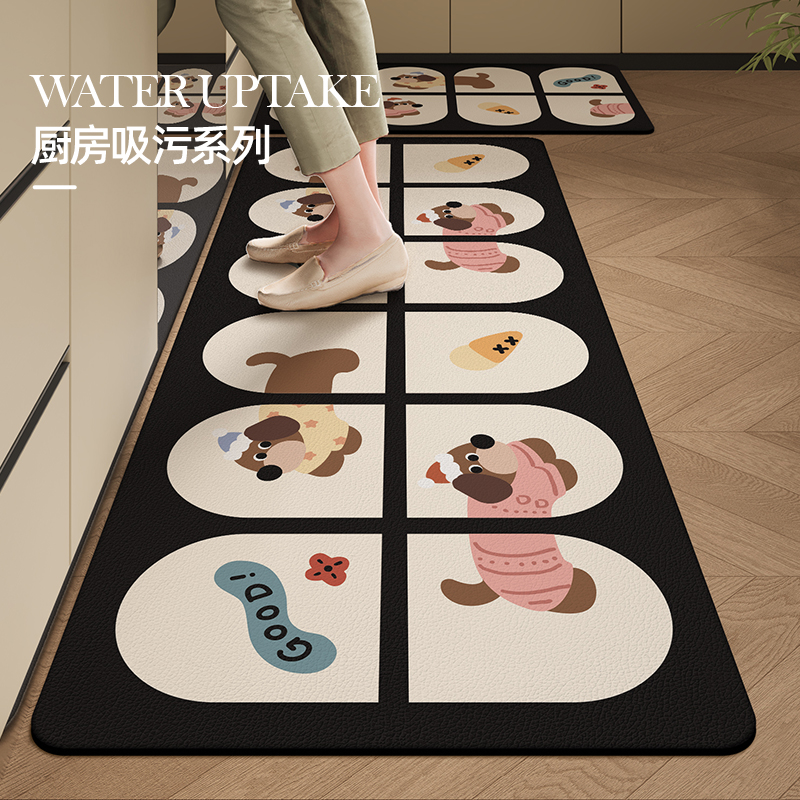 慢说卡通厨房地垫防滑防油免洗地毯专用硅藻泥吸水耐脏耐磨脚垫