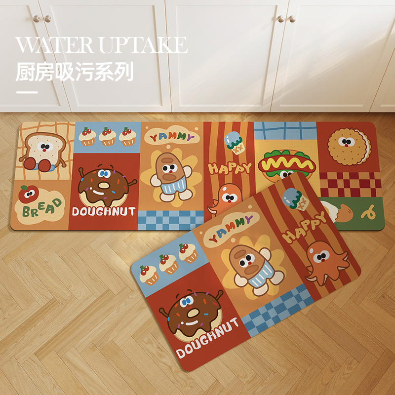 厨房长地垫防滑防油可擦免洗硅藻泥吸水垫门口耐脏脚垫子家用地毯