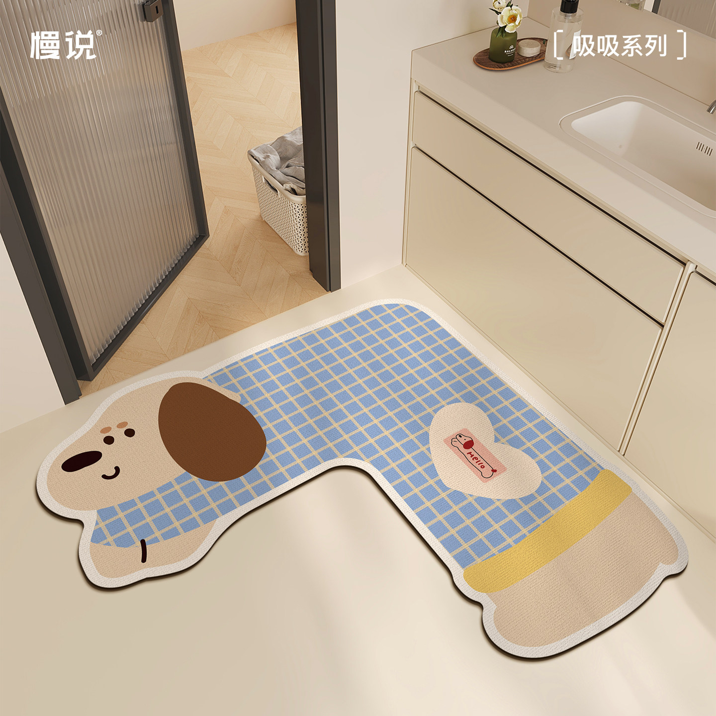 浴室地垫L型转角防滑l吸水垫洗手间厨房脚垫子卫生间门口厕所地毯
