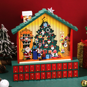 圣诞礼盒装饰品布置场景摆件气氛氛围新年礼盒道具木质倒数日历