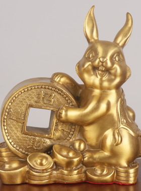 家居办公室铜兔子工艺品摆件厂家批发 铜兔子 铜钱兔