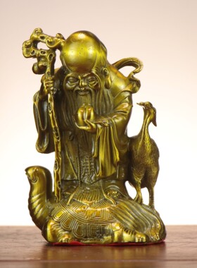 铜寿星 福禄寿 仙鹤龟老寿星 南极仙翁 家居铜工艺品摆件